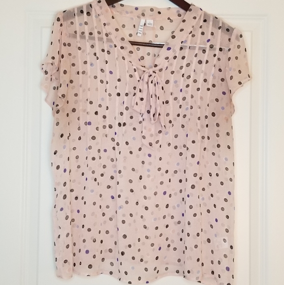 Elle Tops - Elle Blush Pink Sheer Blouse Size L